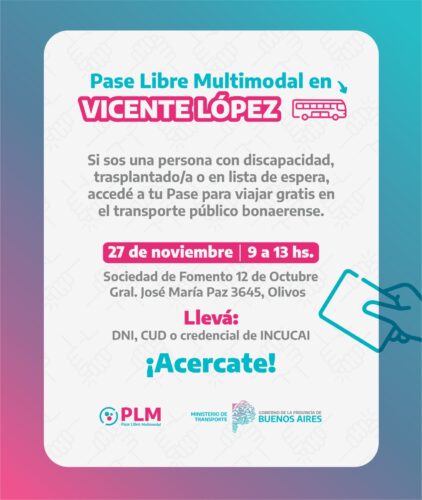 Vicente López: gestioná tu Pase Libre Multimodal y viajá gratis en el transporte público provincial